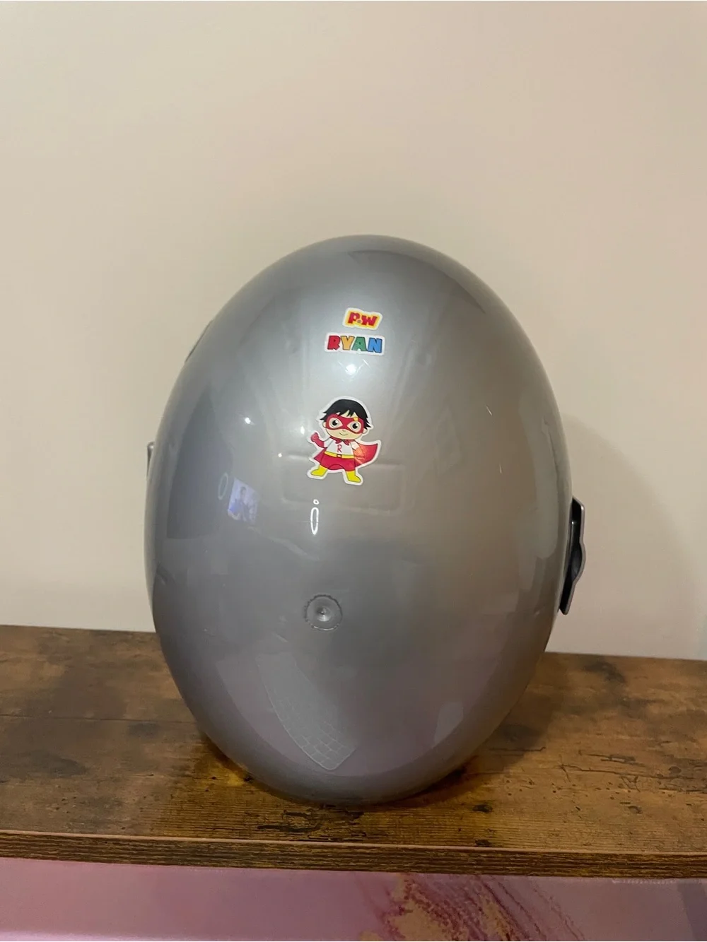 Kids Silver Helmet with Character Sticker